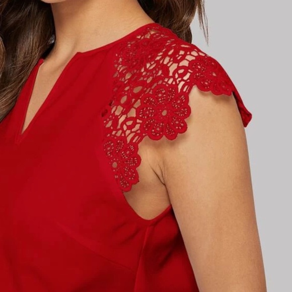 Boho lace detail blouse red - Picture 3 of 15